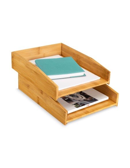 Bandeja sobremesa cep silva bambu lote de 2 unidades 340x252x75 mm