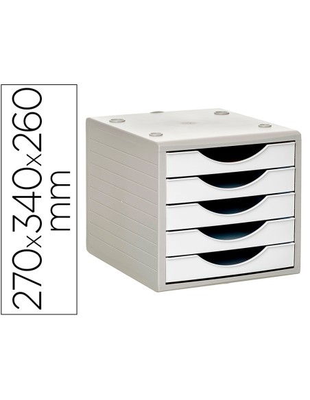 Fichero cajones de sobremesa archivo 2000 5 cajones color blanco opaco 270x340x260 mm