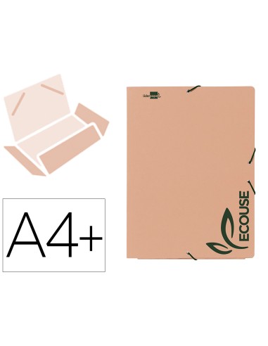 Carpeta liderpapel gomas din a4 3 solapas ecouse cartulina 400 g m2 color kraft marron