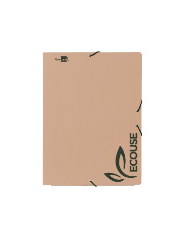 Carpeta liderpapel gomas din a4 3 solapas ecouse cartulina 400 g m2 color kraft marron