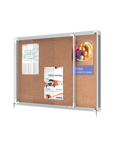 Vitrina de anuncios nobo premium plus corcho con puerta corredera 8 x din a4 922x665x63 mm