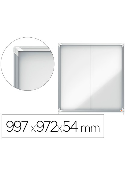 Vitrina de anuncios nobo premium plus magnetica con puerta corredera 12 x din a4 997x972x54 mm Vitrina de anuncios nobo premium plus magnetica con puerta corredera 12 x din a4 997x972x54 mm