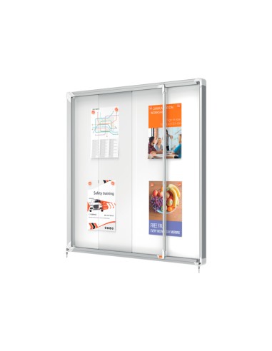 Vitrina de anuncios nobo premium plus magnetica con puerta corredera 12 x din a4 997x972x54 mm