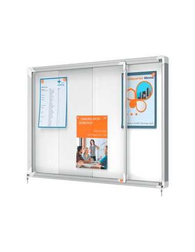 Vitrina de anuncios nobo premium plus magnetica con puerta corredera 8 x din a4 689x972x54 mm