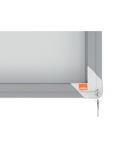 Vitrina de anuncios nobo premium plus magnetica con puerta corredera 8 x din a4 689x972x54 mm