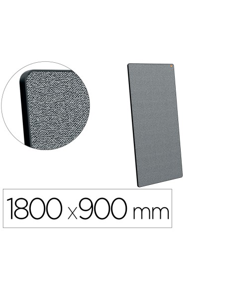 Pizarra blanca nobo movemeet con tablero de anuncios portatil marco negro doble cara magnetica 1800x900 mm