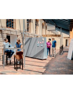 Pizarra blanca nobo movemeet con tablero de anuncios portatil marco negro doble cara magnetica 1800x900 mm