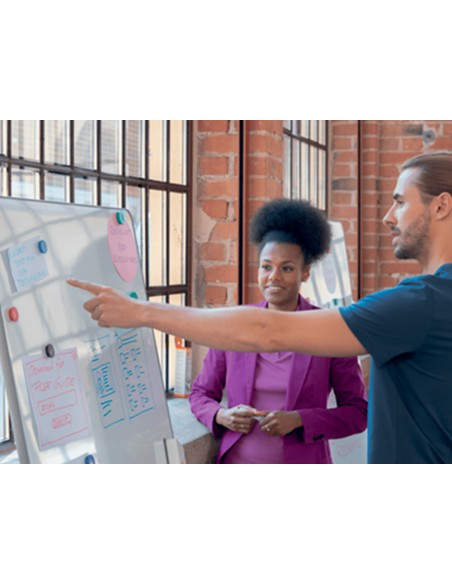 Pizarra blanca nobo movemeet extraible y portatil marco gris doble cara magnetica 1800x900 mm