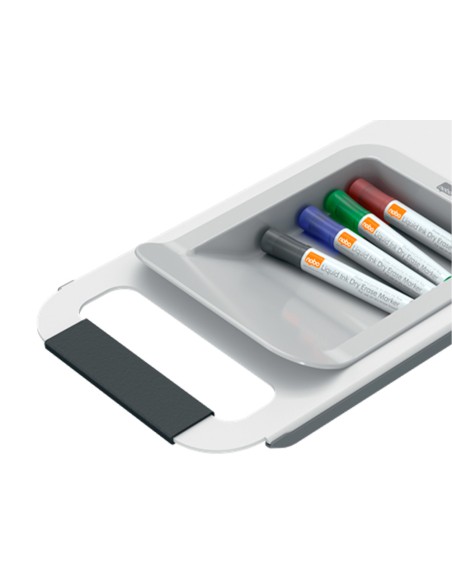 Sistema movil nobo movemeet 2 pizarras magneticas con 2 bandejas para accesorios 1800x900 mm