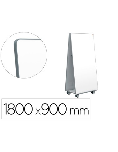 Sistema movil nobo movemeet 2 pizarras magneticas con 2 bandejas para accesorios 1800x900 mm