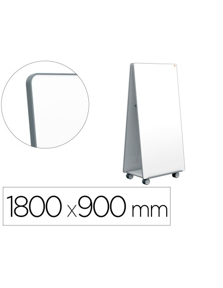 Sistema movil nobo movemeet 2 pizarras magneticas con 2 bandejas para accesorios 1800x900 mm