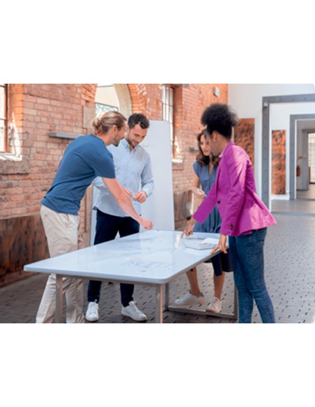 Sistema movil nobo movemeet 2 pizarra magnetica doble cara y 2 pizarras blancas tablero de anuncios 1800x900