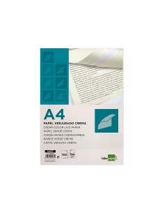 Papel verjurado liderpapel a4 180g m2 crema paquete de 100 hojas