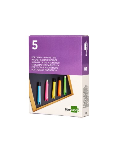 Portatizas plastico liderpapel magnetico colores surtidos caja de 5 unidades