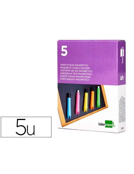 Portatizas plastico liderpapel magnetico colores surtidos caja de 5 unidades