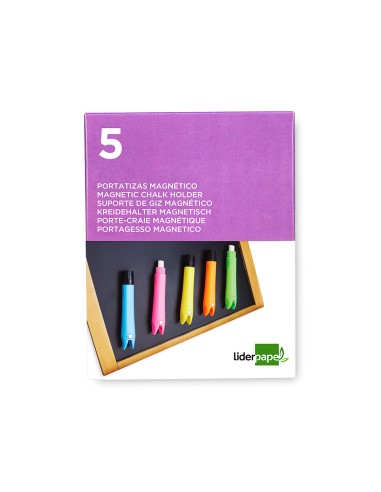 Portatizas plastico liderpapel magnetico colores surtidos caja de 5 unidades