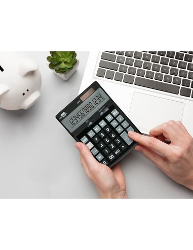 Calculadora liderpapel sobremesa xf31 14 digitos solar y pilas color negro 170x122x35 mm