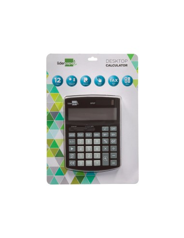 Calculadora liderpapel sobremesa xf27 12 digitos tasas solar y pilas color negro 155x115x25 mm