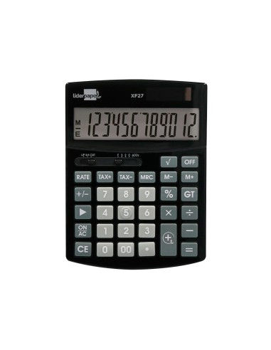 Calculadora liderpapel sobremesa xf27 12 digitos tasas solar y pilas color negro 155x115x25 mm
