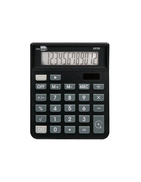 Calculadora liderpapel sobremesa xf26 12 digitos solar y pilas 127x105x24 mm color negro