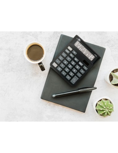 Calculadora liderpapel sobremesa xf26 12 digitos solar y pilas 127x105x24 mm color negro