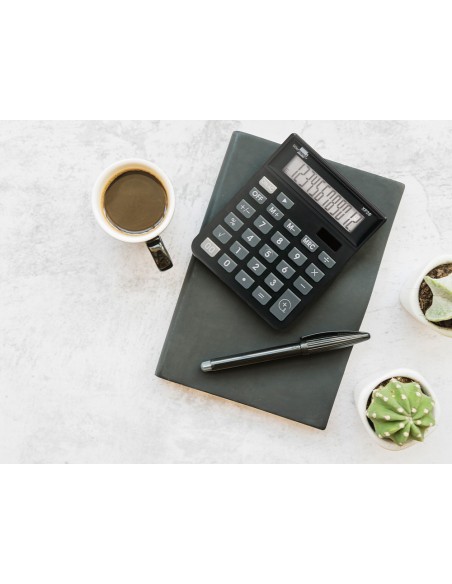 Calculadora liderpapel sobremesa xf26 12 digitos solar y pilas 127x105x24 mm color negro