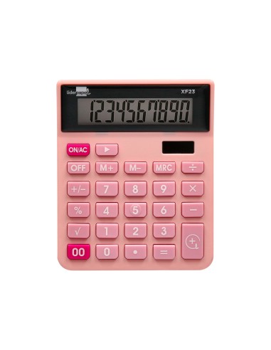 Calculadora liderpapel sobremesa xf23 10 digitos solar y pilas color rosa 127x105x24 mm