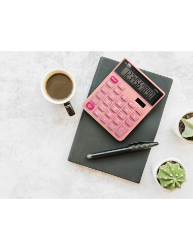 Calculadora liderpapel sobremesa xf23 10 digitos solar y pilas color rosa 127x105x24 mm