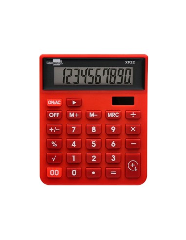 Calculadora liderpapel sobremesa xf22 10 digitos solar y pilas color rojo 127x105x24 mm