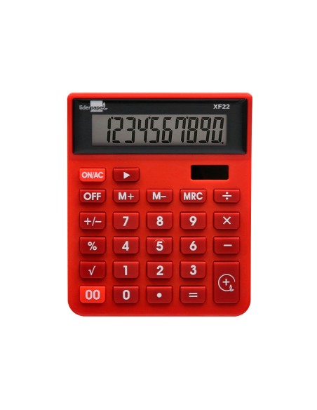 Calculadora liderpapel sobremesa xf22 10 digitos solar y pilas color rojo 127x105x24 mm