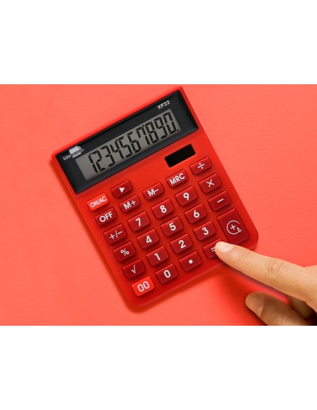 Calculadora liderpapel sobremesa xf22 10 digitos solar y pilas color rojo 127x105x24 mm