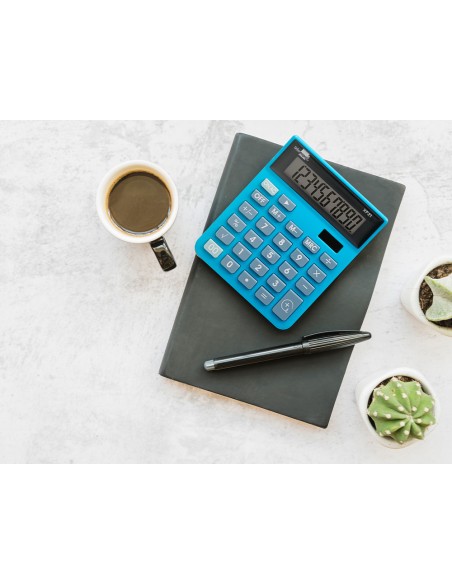 Calculadora liderpapel sobremesa xf21 10 digitos solar y pilas color azul 127x105x24 mm
