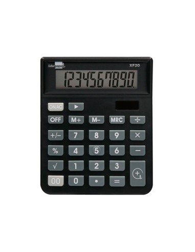 Calculadora liderpapel sobremesa xf20 10 digitos solar y pilas color negro 127x105x24 mm