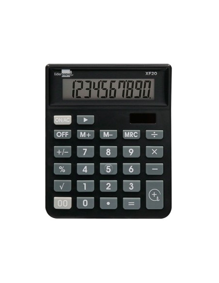 Calculadora liderpapel sobremesa xf20 10 digitos solar y pilas color negro 127x105x24 mm