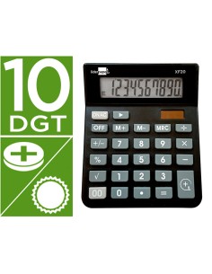 Calculadora liderpapel sobremesa xf20 10 digitos solar y pilas color negro 127x105x24 mm