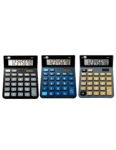 Calculadora liderpapel sobremesa xf19 8 digitos solar y pilas 127x105x24 mm expositor 10 unidades