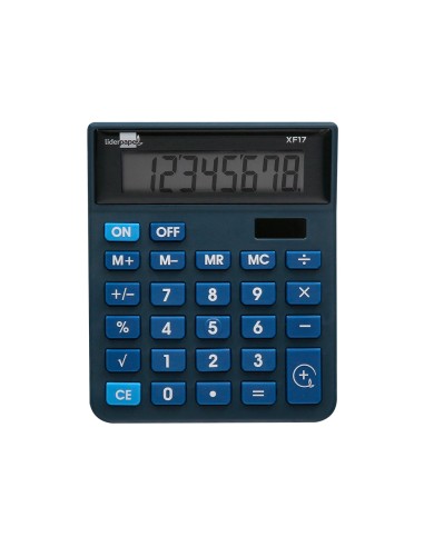 Calculadora liderpapel sobremesa xf17 8 digitos solar y pilas color azul 127x105x24 mm