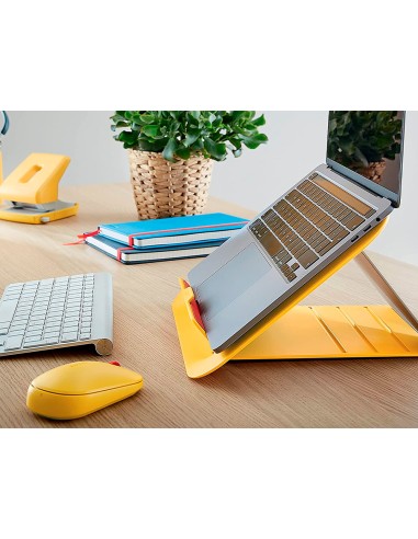 Soporte para portatil leitz ergo cosy ajustable 4 alturas color amarillo 310x50x247 mm