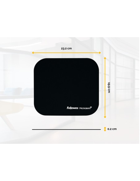 Alfombrilla para raton fellowes con proteccion microban color negro 226x192x3 mm