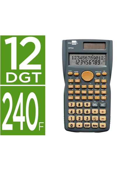 Calculadora liderpapel cientifica xf34 12 digitos 240 funciones con tapa solar y pilas color gris 156x85x20 Calculadora liderpapel cientifica xf34 12 digitos 240 funciones con tapa solar y pilas color gris 156x85x20