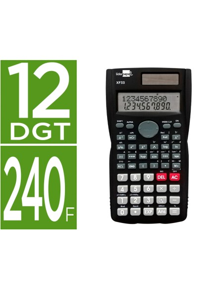 Calculadora liderpapel cientifica xf33 12 digitos 240 funciones con tapa solar y pilas color negro 156x85x20 Calculadora liderpapel cientifica xf33 12 digitos 240 funciones con tapa solar y pilas color negro 156x85x20