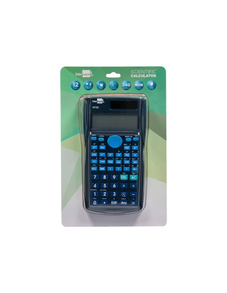 Calculadora liderpapel cientifica xf32 12 digitos 240 funciones con tapa solar y pilas color azul 156x85x20