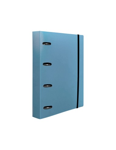 Carpeta con recambio liderpapel a4 cuadro 5mm 100 hojas 80g polipropileno 4 anillas 40mm celeste opaco