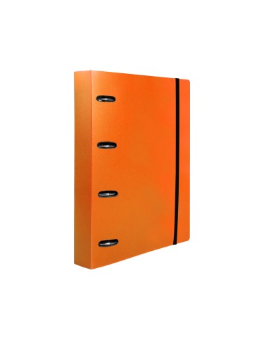 Carpeta con recambio liderpapel a4 cuadro 5mm 100 hojas 80g polipropileno 4 anillas 40mm naranja fluor