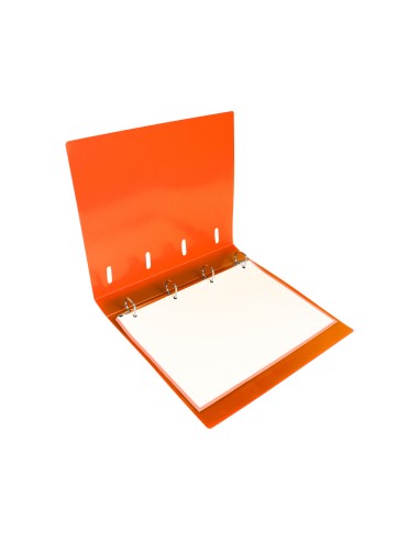 Carpeta con recambio liderpapel a4 cuadro 5mm 100 hojas 80g polipropileno 4 anillas 40mm naranja fluor