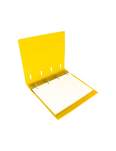 Carpeta con recambio liderpapel a4 cuadro 5mm 100 hojas 80g polipropileno 4 anillas 40mm amarillo fluor