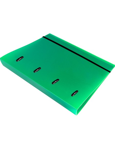Carpeta con recambio liderpapel a4 cuadro 5mm 100 hojas 80g polipropileno 4 anillas 40mm verde translucido