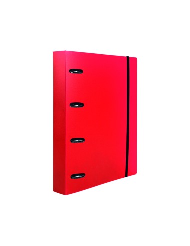 Carpeta con recambio liderpapel a4 cuadro 5mm 100 hojas 80g polipropileno 4 anillas 40mm rojo translucido