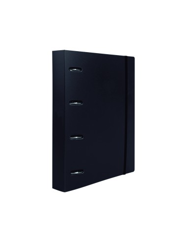 Carpeta con recambio liderpapel a4 cuadro 5mm 100 hojas 80g polipropileno 4 anillas 40mm negro opaco