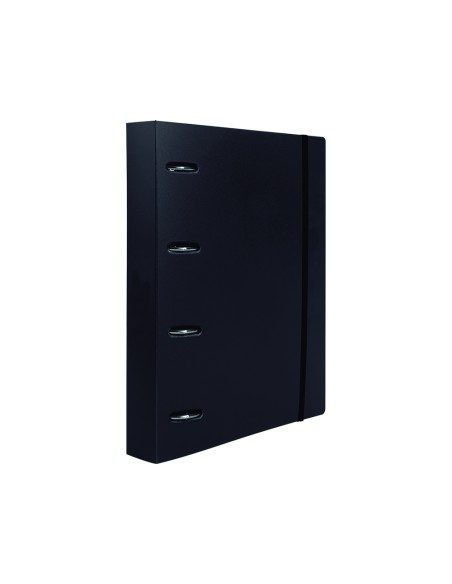 Carpeta con recambio liderpapel a4 cuadro 5mm 100 hojas 80g polipropileno 4 anillas 40mm negro opaco